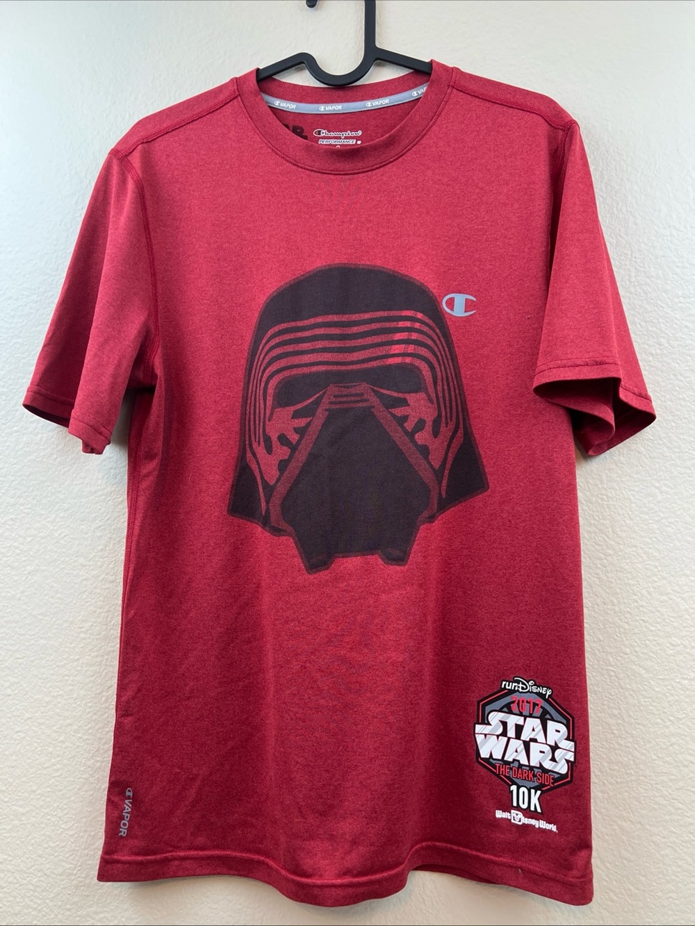 2017 RunDisney Star Wars Shirt Mens S Red Kylo Ren Performance Tee Race Champion